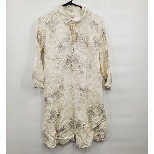 Malvin Hamburg Germany Floral Linen Dress Women Size Large NWT Long Sleeve